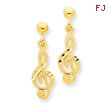 14K Gold Polished & Diamond-Cut Treble Clef Dangle Post Earrings