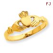 14K Gold Polished & Satin Claddagh Ring