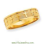 14K Gold Polished & Satin Cross Band