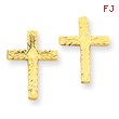 14K Gold Polished & Textured Cross Earrings