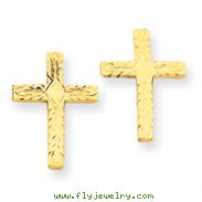 14K Gold Polished & Textured Cross Earrings