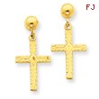 14K Gold Polished & Textured Cross Earrings