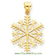 14K Gold Polished 3-D Snowflake Pendant