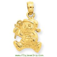 14K Gold Polished 3-D Teddy Bear Pendant