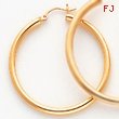 14K Gold Polished 3x40mm Round Hoop Earrings