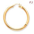 14K Gold Polished 4 x 50mm Tube Hoop Earrings