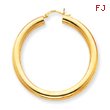 14K Gold Polished 5x50mm Tube Hoop Earrings