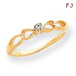 14K Gold Polished AA Diamond Heart Ring