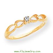 14K Gold Polished AA Diamond Heart Ring