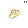 14K Gold Polished AA Diamond Heart Ring