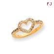 14K Gold Polished AA Diamond Heart Ring