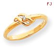 14K Gold Polished AA Diamond Swirl Ring