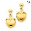 14K Gold Polished Apple Dangle Post Earrings