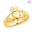 14K Gold Polished Claddagh Ring