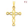 14K Gold Polished Cross Pendant