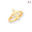 14K Gold Polished Cross Ring