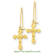 14K Gold Polished Crucifix Earrings