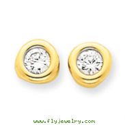 14K Gold Polished Cubic Zirconia Fancy Post Ear