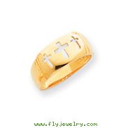 14K Gold Polished Cut-out 3 Cross Ring