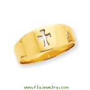 14K Gold Polished Cut-out Cross Ring