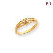 14K Gold Polished Diamond Heart Ring