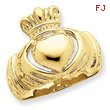 14K Gold Polished Domed Men's Claddagh Ring