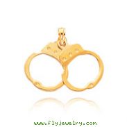 14K Gold Polished Flat-Backed Handcuffs Pendant