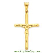 14K Gold Polished Hollow Crucifix Pendant