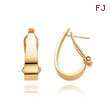 14K Gold Polished J-Hoop Omega Back Post Earrings