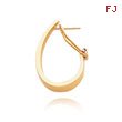 14K Gold Polished J-Hoop Omega Back Post Earrings