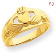 14K Gold Polished Ladies Claddagh Ring