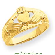 14K Gold Polished Ladies Claddagh Ring