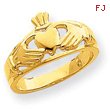 14K Gold Polished Ladies Claddagh Ring