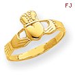 14K Gold Polished Ladies Claddagh Ring