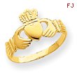 14K Gold Polished Ladies Claddagh Ring