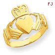 14K Gold Polished Ladies Claddagh Ring