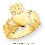 14K Gold Polished Ladies Claddagh Ring