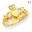 14K Gold Polished Ladies Claddagh Ring