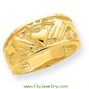 14K Gold Polished Men's Claddagh Band