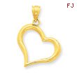 14K Gold Polished Open Heart Pendant