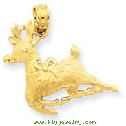 14K Gold Polished Reindeer Pendant