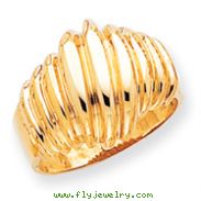 14K Gold Polished Scalloped Dome Ring