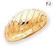 14K Gold Polished Scalloped Dome Ring