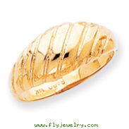 14K Gold Polished Scalloped Dome Ring