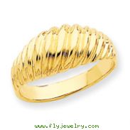 14K Gold Polished Scalloped Dome Ring