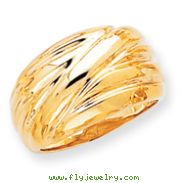 14K Gold Polished Scalloped Dome Ring