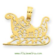 14K Gold Polished Sleigh Pendant