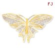 14K Gold Rhodium Butterfly Pin