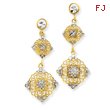 14K Gold Rhodium Diamond-Cut Filigree Earrings