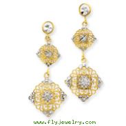 14K Gold Rhodium Diamond-Cut Filigree Earrings